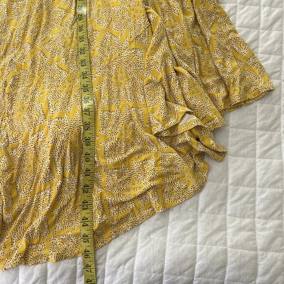 MAEVE ANTHROPOLOGIE Dress Medium Yellow Fete Midi Faux Wrap Feminine Casual - Picture 12 of 12
